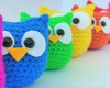 colorful crochet owls