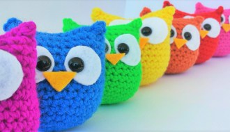 colorful crochet owls