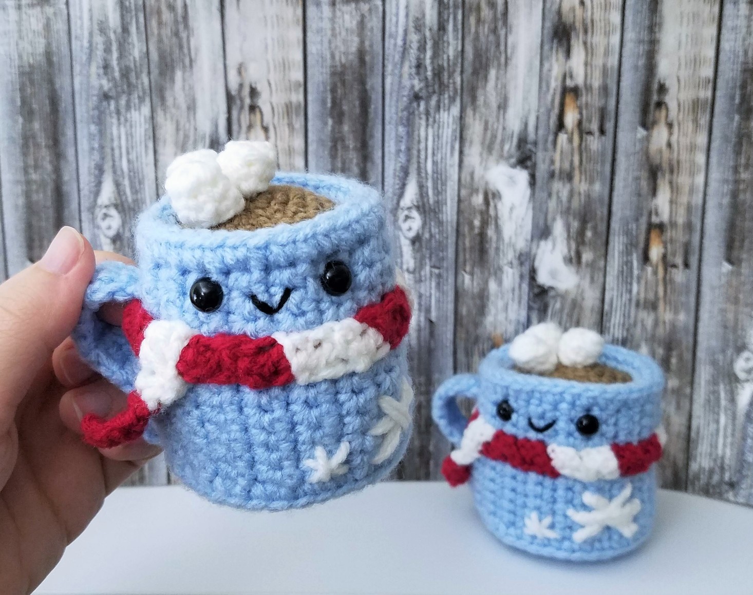 crochet hot chocolate ornament