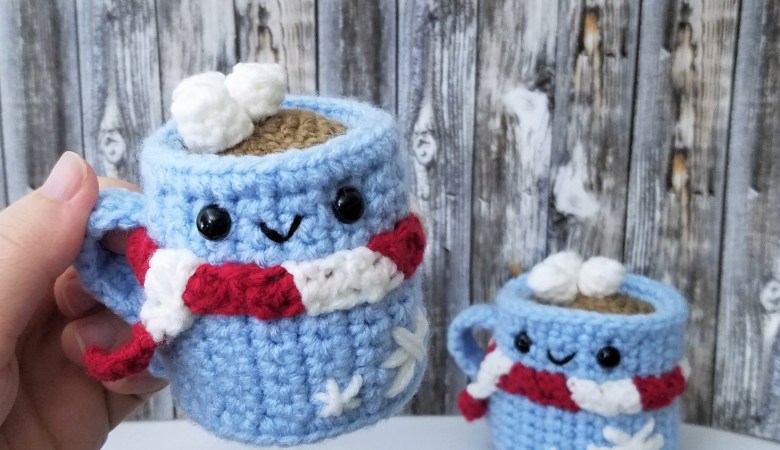 crochet hot chocolate ornament